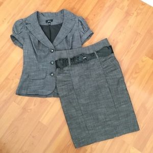 Gray skirt and matching suit jacket